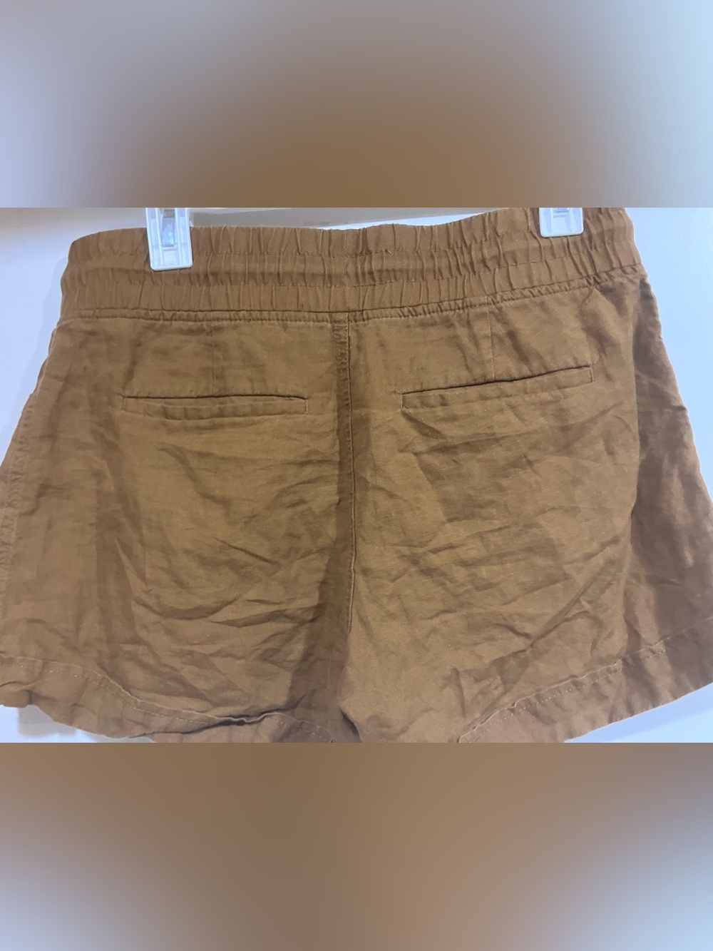 Athleta Cabo 100% Linen Pull On Shorts Women’s 4 Brown Drawstring Pockets Summer - Picture 5 of 9